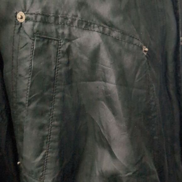 Unique DKNY black silk hooded bomber jacket size 4 small - Picture 9 of 11